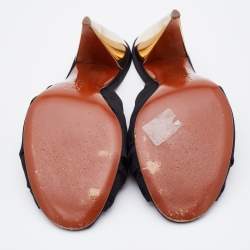 Pre Owned Lanvin Black Satin Pleated Open Toe Mules Size 40