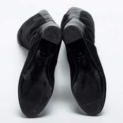 Pre Owned Lanvin Black Suede and Leather Mid Length Boots Size 36