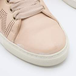 Lanvin Beige Leather Perforated Logo Low Top Sneakers Size 37
