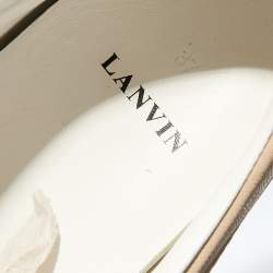 Lanvin Beige Leather Perforated Logo Low Top Sneakers Size 37