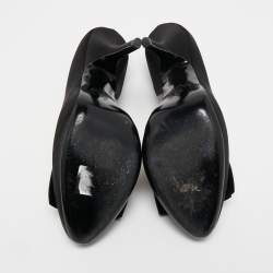 مملوكة مسبقًا Lanvin Black Satin Bow D'orsay Pumps Size 41