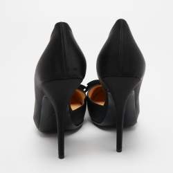 مملوكة مسبقًا Lanvin Black Satin Bow D'orsay Pumps Size 41