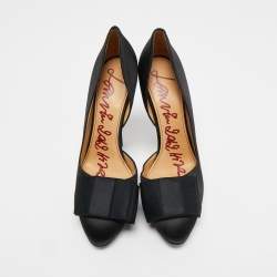 مملوكة مسبقًا Lanvin Black Satin Bow D'orsay Pumps Size 41