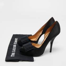 مملوكة مسبقًا Lanvin Black Satin Bow D'orsay Pumps Size 41