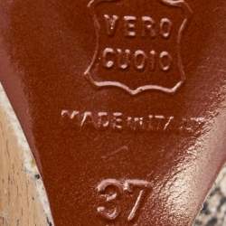 Pre Owned Lanvin Black/White Python Print Canvas Wedge Platform Ankle Wrap Pumps Size 37