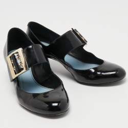 Pre Owned Lanvin Black Patent Leather Mary Jane Pumps Size 38