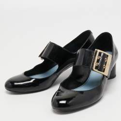 Pre Owned Lanvin Black Patent Leather Mary Jane Pumps Size 38