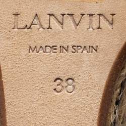 Pre Owned Lanvin Gold/Brown Leather Wedge Sandals Size 38