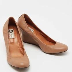 Pre Owned Lanvin Brown Leather Wedge Pumps Size 40