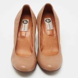 Pre Owned Lanvin Brown Leather Wedge Pumps Size 40