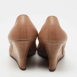 Pre Owned Lanvin Brown Leather Wedge Pumps Size 40