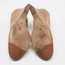 Pre Owned Lanvin Brown Leather Wedge Pumps Size 40