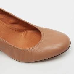 Pre Owned Lanvin Brown Leather Wedge Pumps Size 40