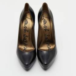 Pre Owned Lanvin Black Leather Embellished Pointed Toe Pumps Size 39