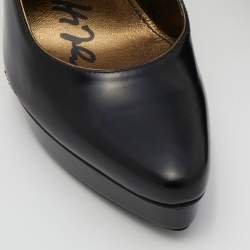 Pre Owned Lanvin Black Leather Embellished Pointed Toe Pumps Size 39