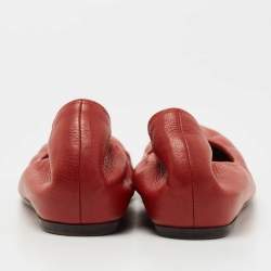 Pre Owned Lanvin Red Leather Scrunch Ballet Flats Size 40