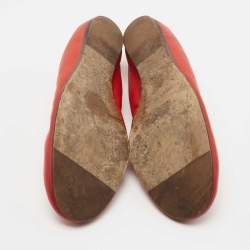 Pre Owned Lanvin Red Leather Scrunch Ballet Flats Size 40
