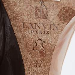 Pre Owned Lanvin Beige Patent Leather Wedge Pumps Size 37