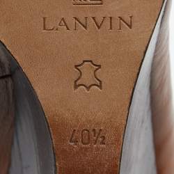 Pre Owned Lanvin Brown Leather Scrunch Wedge Pumps Size 40.5