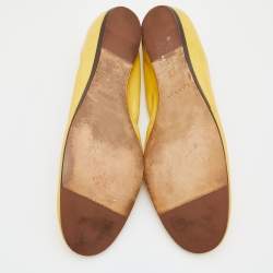 Pre Owned Lanvin Yellow Patent Leather Scrunch Ballet Flats Size 41