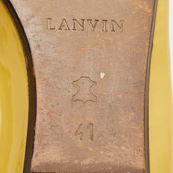 Pre Owned Lanvin Yellow Patent Leather Scrunch Ballet Flats Size 41