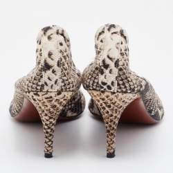 Lanvin Beige/Brown Python Print Canvas Pumps Size 41