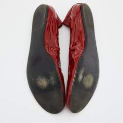 Pre Owned Lanvin Rust Brown Patent Leather Scrunch Ballet Flats Size 41