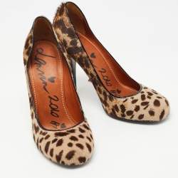 Pre Owned Lanvin Two Tone Leopard Print Calf Hair Pumps Size 37