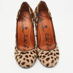 Pre Owned Lanvin Two Tone Leopard Print Calf Hair Pumps Size 37