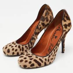 Pre Owned Lanvin Two Tone Leopard Print Calf Hair Pumps Size 37