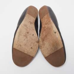 Pre Owned Lanvin Black Leather Scrunch Ballet Flats Size 38