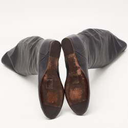 Pre Owned Lanvin Black Leather Knee Length Boots Size 39