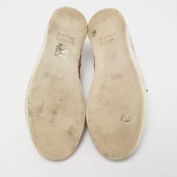 Pre Owned Lanvin Brown Embossed Croc and Leather Low Top Sneakers Size 39