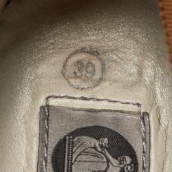 Pre Owned Lanvin Brown Embossed Croc and Leather Low Top Sneakers Size 39