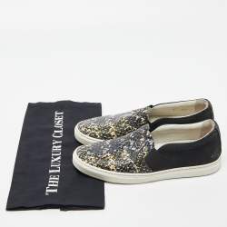 Lanvin Black Embossed Python Leather Slip On Sneakers Size 36