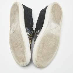 Lanvin Black Embossed Python Leather Slip On Sneakers Size 36