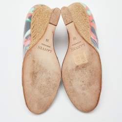 Pre Owned Lanvin Muticolor Floral Print Coated Canvas Wedge Pumps Size 36