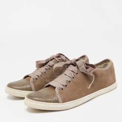 Lanvin Brown Nubuck and Leather Low Top Sneakers Size 39