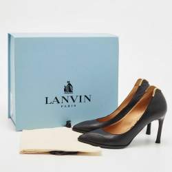 Lanvin Black Leather Pointed Toe Pumps Size 37.5