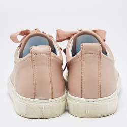 Lanvin Dusty Pink Leather and Patent Cap Toe Low Top Sneakers Size 36