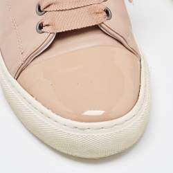 Lanvin Dusty Pink Leather and Patent Cap Toe Low Top Sneakers Size 36