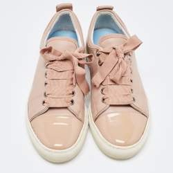 Lanvin Dusty Pink Leather and Patent Cap Toe Low Top Sneakers Size 36