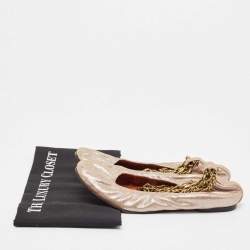 Pre Owned Lanvin Beige Suede Scrunch Ballet Flats Size 39