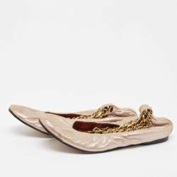 Pre Owned Lanvin Beige Suede Scrunch Ballet Flats Size 39