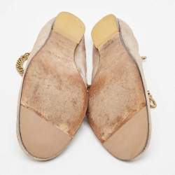 Pre Owned Lanvin Beige Suede Scrunch Ballet Flats Size 39