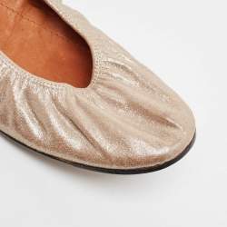 Pre Owned Lanvin Beige Suede Scrunch Ballet Flats Size 39