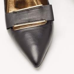 Pre Owned Lanvin Black Leather Pointed Toe Pumps Size 39
