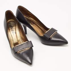 Pre Owned Lanvin Black Leather Pointed Toe Pumps Size 39