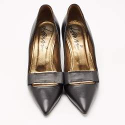 Pre Owned Lanvin Black Leather Pointed Toe Pumps Size 39
