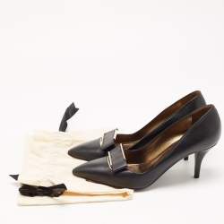 Pre Owned Lanvin Black Leather Pointed Toe Pumps Size 39